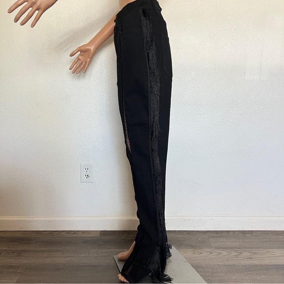 NWT Fashion Nova Sway To The Music Black Fringe Jeans size 16 - Picture 3 of 11